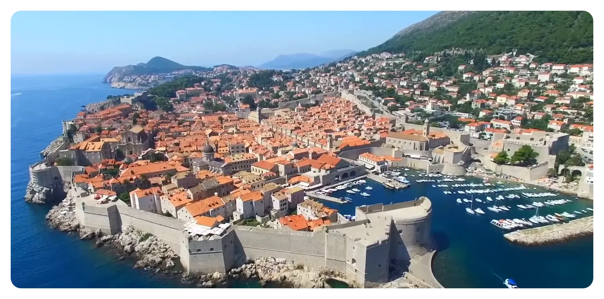 Ancient city walls and Adriatic Sea in Dubrovnik