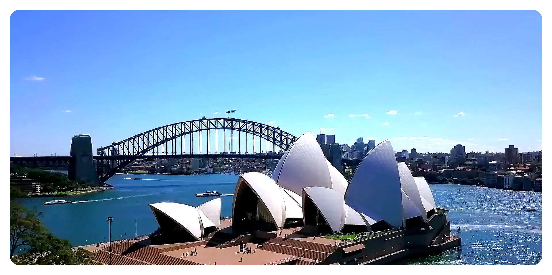 Sydney Harbour Bridge and Opera House at sunset