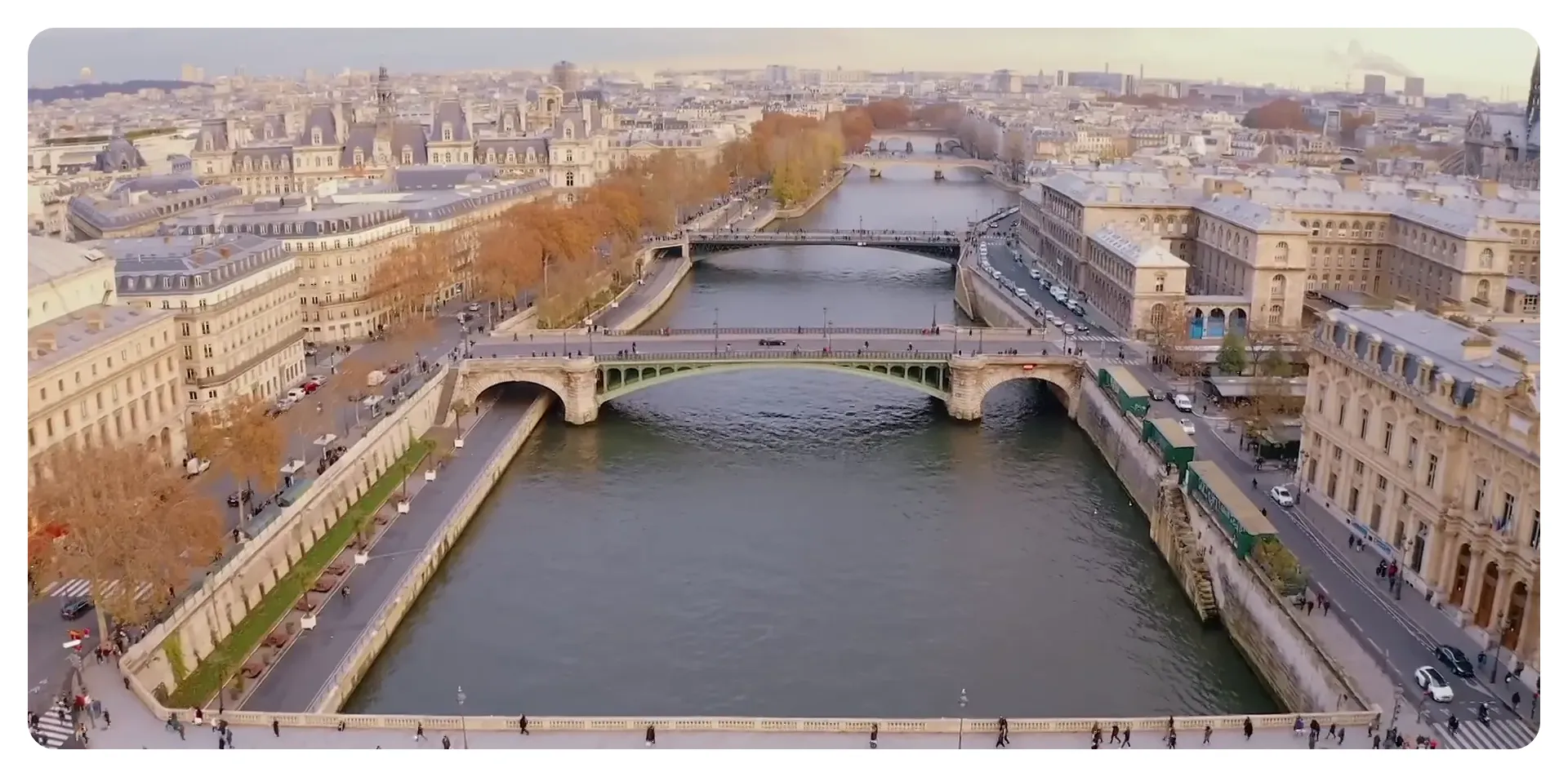Eiffel Tower and Seine River in Paris at sunset