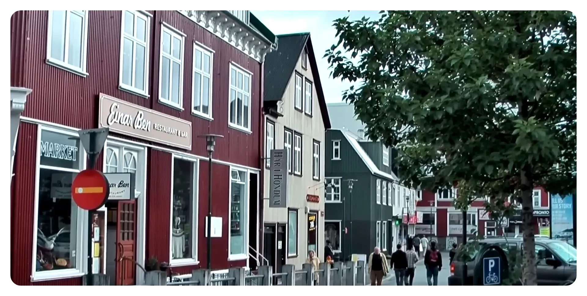 Colourful houses and art installations in Reykjavik