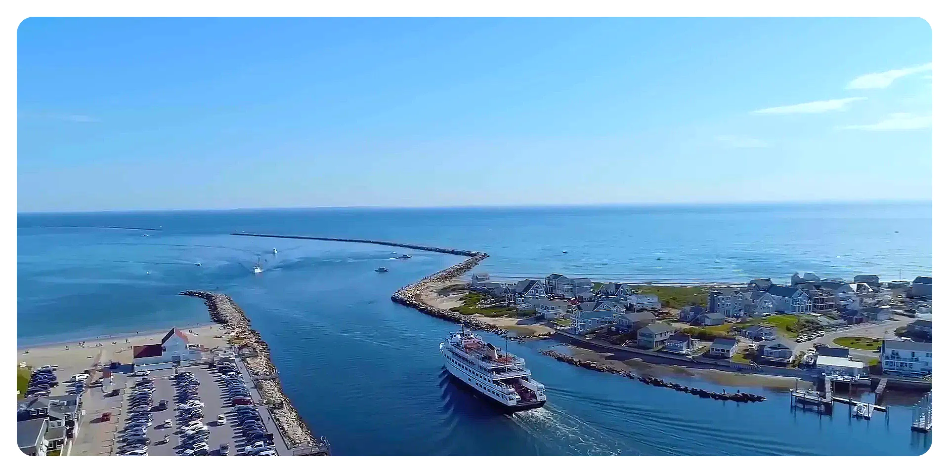 Coastal view of Block Island with peaceful farms