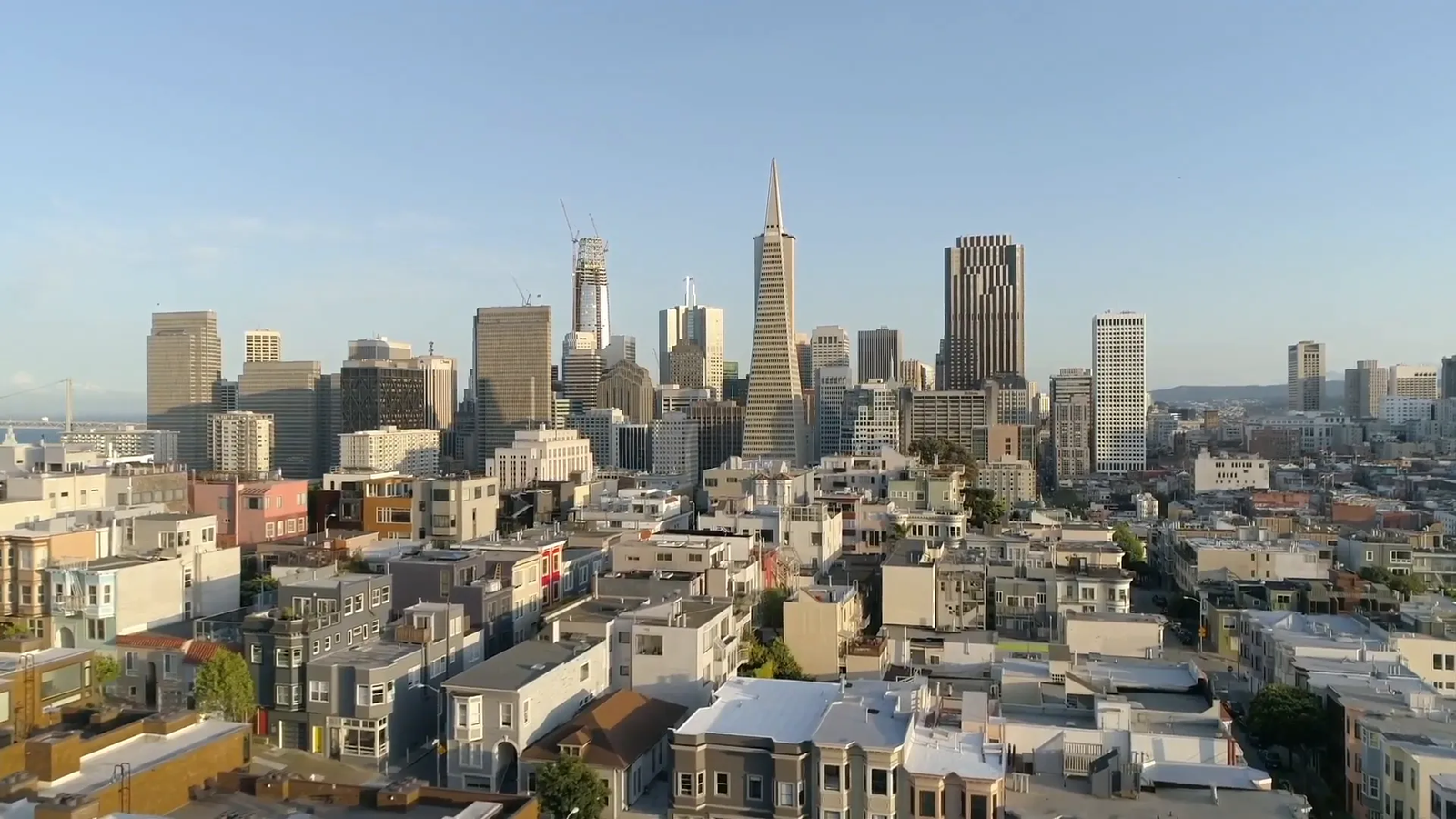 Transamerica Pyramid towering over San Francisco Financial District