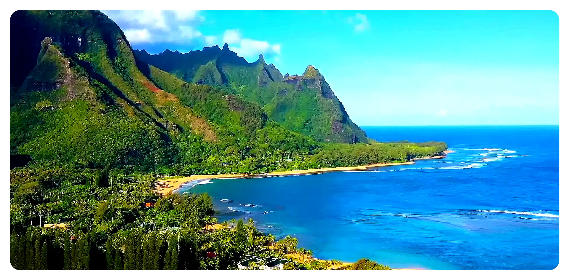 Lush cliffs and waterfalls on Kauai