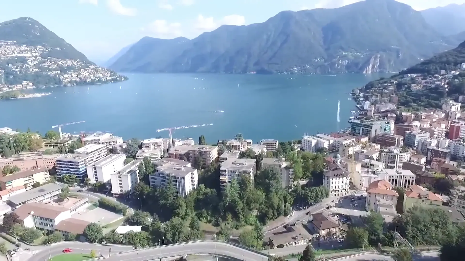 Lugano waterfront with lake views and historic buildings