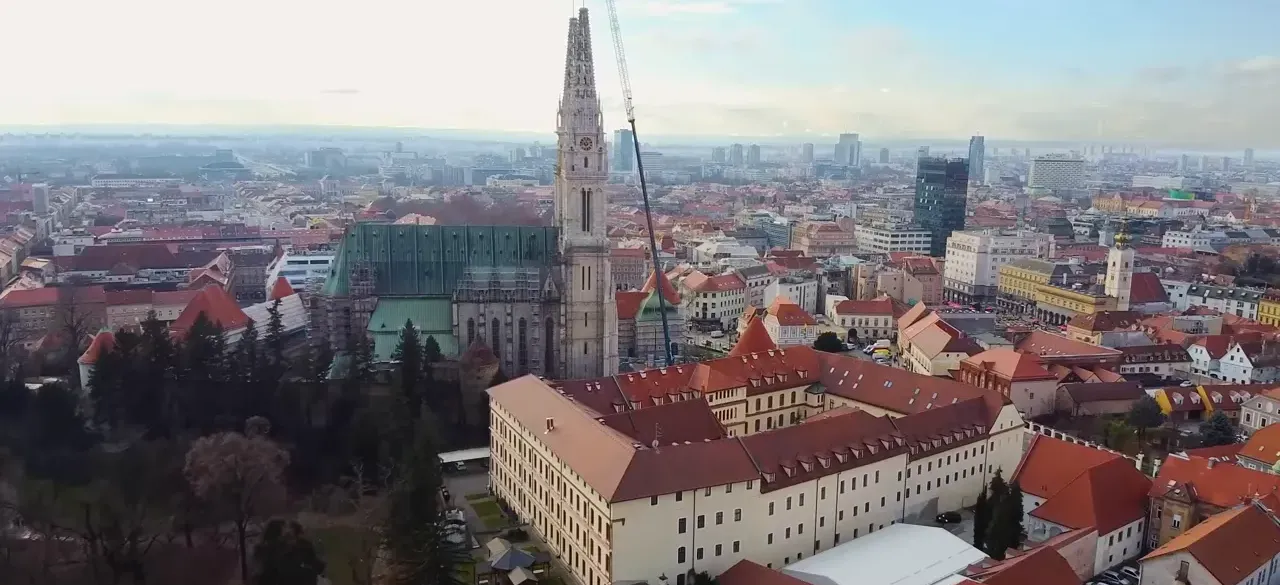 Upper and Lower Towns of Zagreb, St. Mark’s Church roof and city funicular