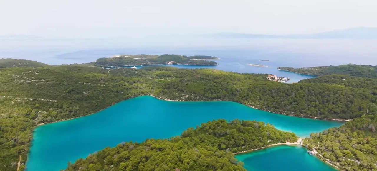 Mljet's saltwater lakes with the Benedictine monastery on the islet